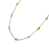 Diamond Cut Tri Tone Ball Chain Station Bracelet